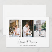 Moderne minimalistische fotocollage slaat de datum aankondiging (Voorkant / Achterkant)