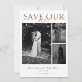 Moderne minimalistische fotocollage slaat de datum kaart (Voorkant)