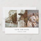 Moderne minimalistische fotocollage sparen de Datu Save The Date (Voorkant)