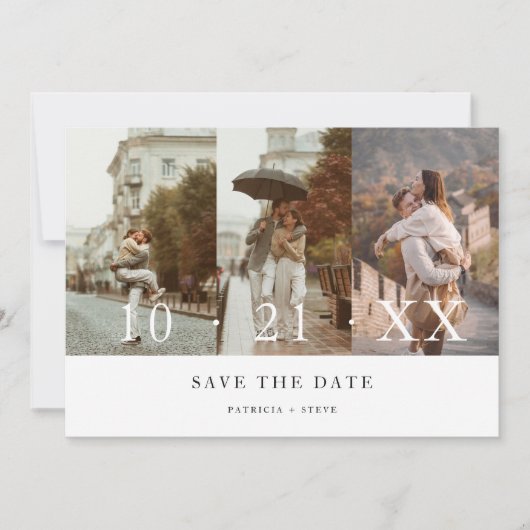 Moderne minimalistische fotocollage sparen de Datu Save The Date (Voorkant)