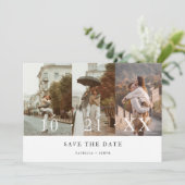 Moderne minimalistische fotocollage sparen de Datu Save The Date (Staand voorkant)