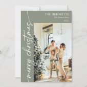 Moderne minimalistische fotocollage Vrolijk Kerstf Feestdagenkaart (Voorkant)