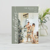 Moderne minimalistische fotocollage Vrolijk Kerstf Feestdagenkaart (Staand voorkant)