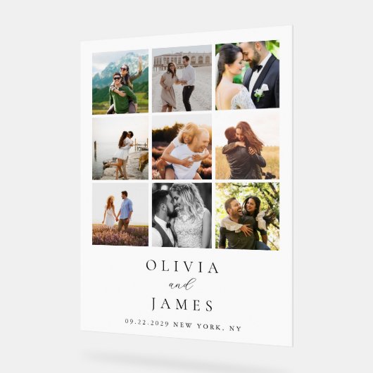 Moderne minimalistische fotogalerij bruiloft acryl bord (Hoek)