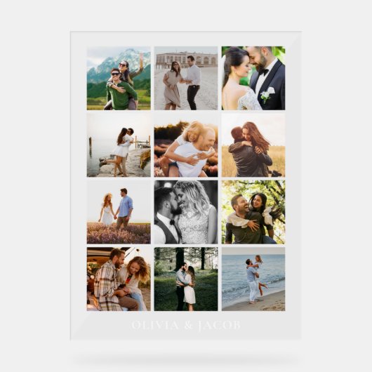 Moderne minimalistische fotogalerij bruiloft acryl bord (Voorkant)