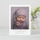 Moderne minimalistische fotogeboorte aankondiging (Staand voorkant)