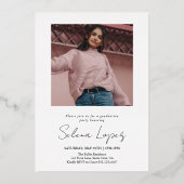 Moderne minimalistische fotograafpartij folie uitnodiging (Achterkant)