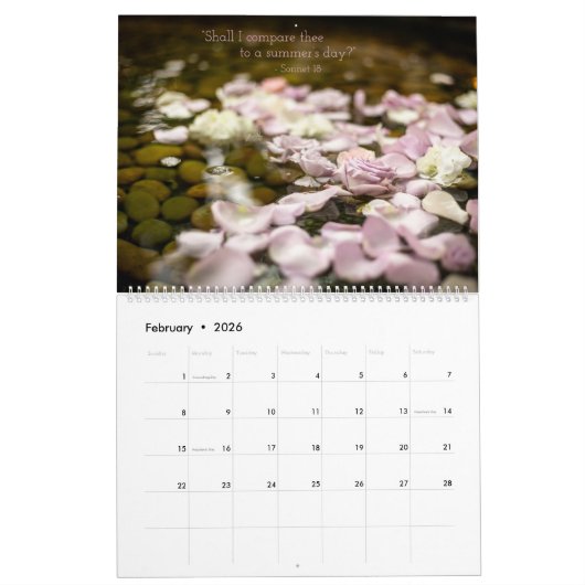 Moderne minimalistische fotografie citeert Shakesp Kalender (Feb 2026)