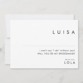 Moderne Minimalistische Fotokaart Huwelijksmeisje  Kaart (Achterkant)