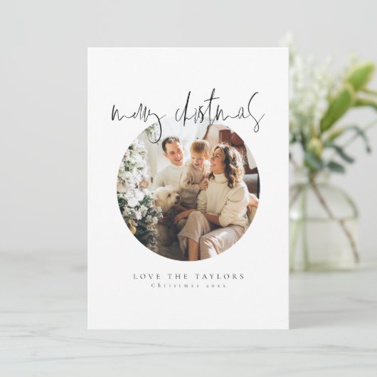 Moderne, minimalistische fotokerstkaart feestdagenkaart (Staand voorkant)