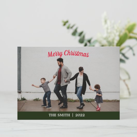 Moderne, minimalistische fotokerstkaart kaart (Staand voorkant)