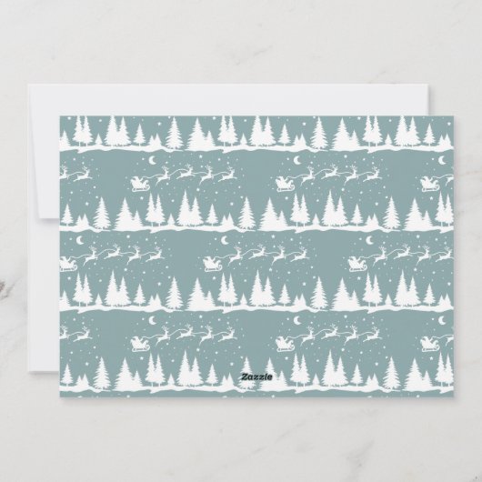 Moderne minimalistische fotokollage Kerststof blau Feestdagenkaart (Achterkant)