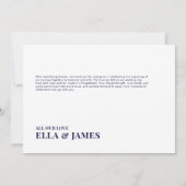 Moderne minimalistische fotomarineverbinding blauw bedankkaart (Achterkant)