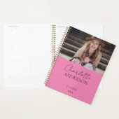 Moderne minimalistische fotonaam roze planner (Display)