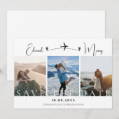 Moderne minimalistische fotoreis wereld bruiloft save the date (Voorkant / Achterkant)