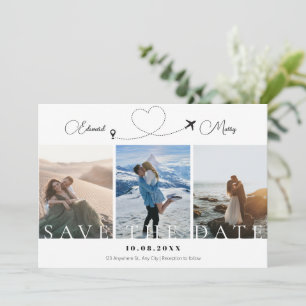 Moderne minimalistische fotoreis wereld huwelijksr save the date