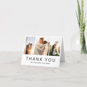 Moderne minimalistische foto's Collage Simple Wedd Bedankkaart