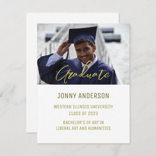 Moderne, minimalistische foto's en scripts RSVP kaartje (Voorkant / Achterkant)