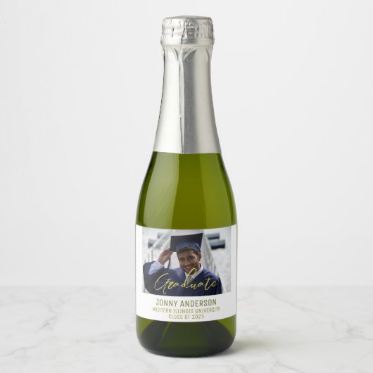 Moderne, minimalistische foto's en scripts sparkling wijnetiket (Voorkant)