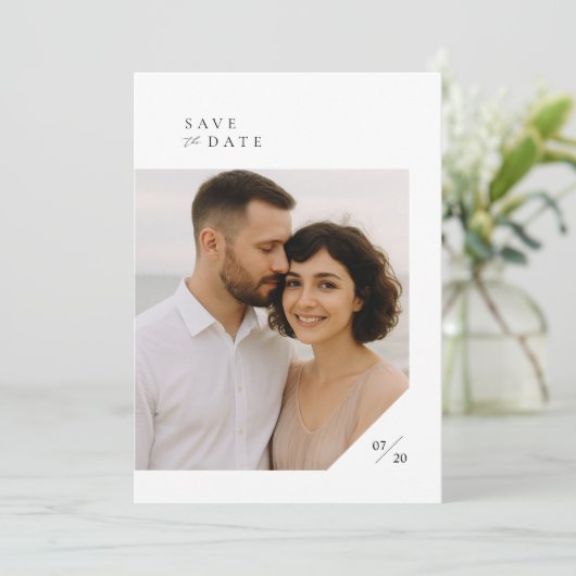 Moderne minimalistische foto's slaan de datum op save the date (Staand voorkant)
