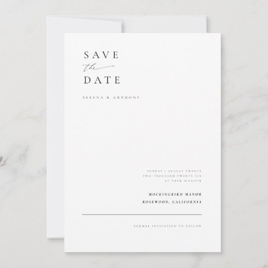 Moderne minimalistische foto's slaan de datum op save the date (Achterkant)