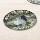 Moderne minimalistische foto's van bruiloft en Bed Ronde Kartonnen Onderzetter (Gebogen)