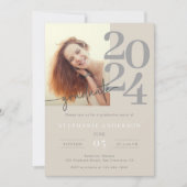 Moderne minimalistische fotoscript afstudeerfeest kaart (Voorkant)