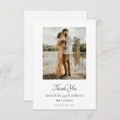 Moderne minimalistische fotoscript serif bruiloft bedankkaart (Voorkant / Achterkant)