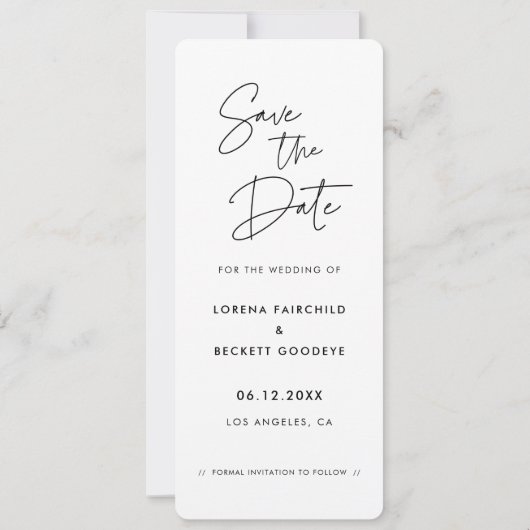 Moderne minimalistische fotostrip Save the date Aankondiging (Achterkant)