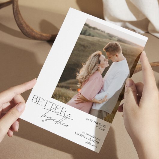 Moderne minimalistische fototypografie bruiloft save the date