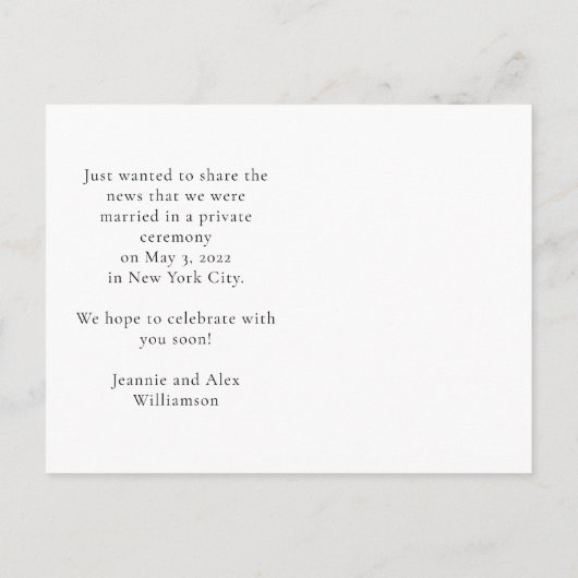 Moderne minimalistische fotouitgang aankondigingskaart (Achterkant)