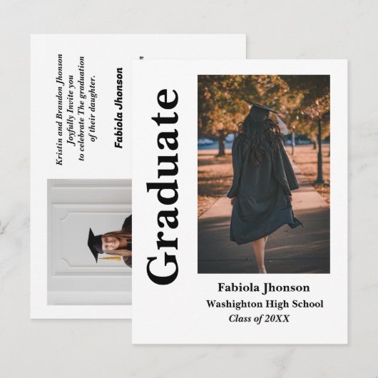 Moderne minimalistische fotouitnodiging voor afstu briefkaart (Voorkant / Achterkant)