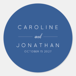 Moderne minimalistische Franse blauwe aangepaste b Ronde Sticker