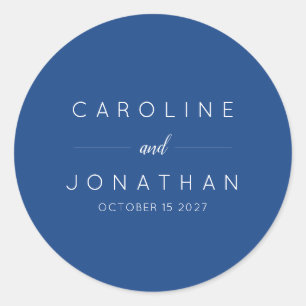 Moderne minimalistische Franse blauwe aangepaste b Ronde Sticker