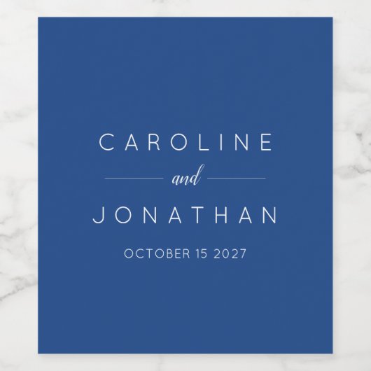 Moderne minimalistische Franse blauwe aangepaste b Wijn Etiket (Enkel label)