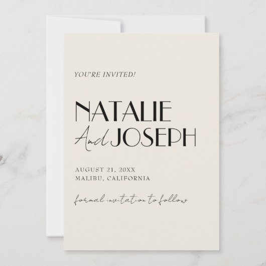 Moderne minimalistische Franse grillige retro brui Save The Date (Achterkant)