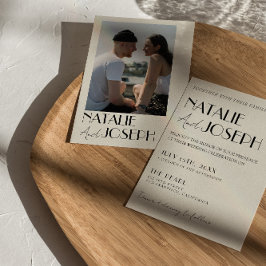 Moderne minimalistische Franse retro foto bruiloft Kaart