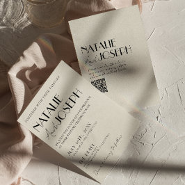 Moderne Minimalistische Franse Whimsical QR Code T Kaart