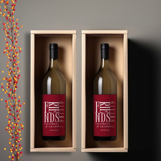 Moderne Minimalistische Friendsgiving Wijn Etiket