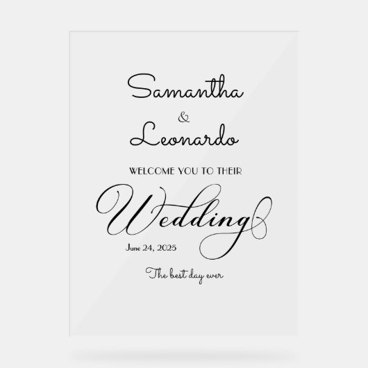 Moderne minimalistische Frosted Acryl bruiloft wel Acryl Bord (Voorkant)