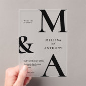 Moderne minimalistische Frosted Wedding Acryl Uitnodigingen (Insitu (Draagbaar))