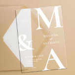 Moderne minimalistische Frosted Wedding Acryl Uitnodigingen<br><div class="desc">Moderne minimalistische Frosted Acryl bruiloft uitnodiging. Beschikt over een gedurfde monogram typografie en een minimaal grafisch ontwerp. Personaliseer tekst met alle details van uw speciale dag.</div>