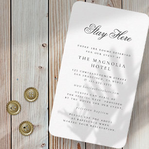 Moderne minimalistische gebeurtenisaccommodatie informatiekaartje