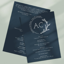 Moderne minimalistische gebladerte marine blauwe b programmakaart