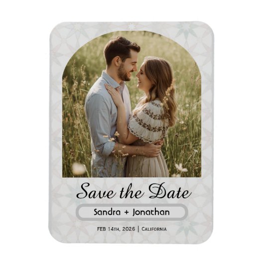 Moderne minimalistische gebogen foto gepersonalise magneet (Verticaal)