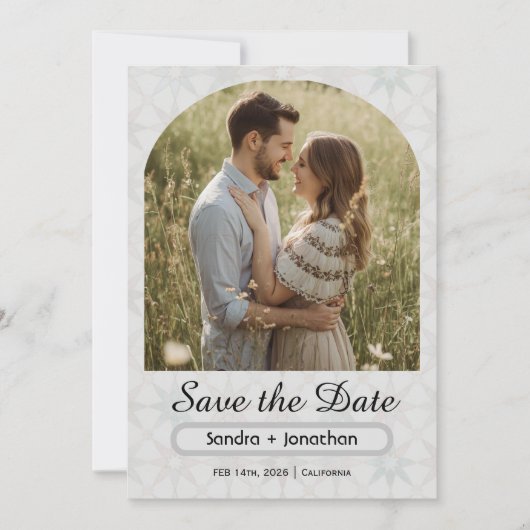 Moderne minimalistische gebogen foto gepersonalise save the date (Voorkant)
