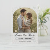 Moderne minimalistische gebogen foto gepersonalise save the date (Staand voorkant)