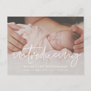 Moderne minimalistische geboorteaankondiging foto briefkaart