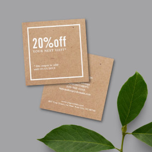 Moderne minimalistische gedrukte Kraft White Coupo Kortingskaartje