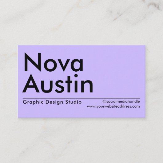 Moderne minimalistische gedurfde grafisch ontwerpe visitekaartje (Voorkant)